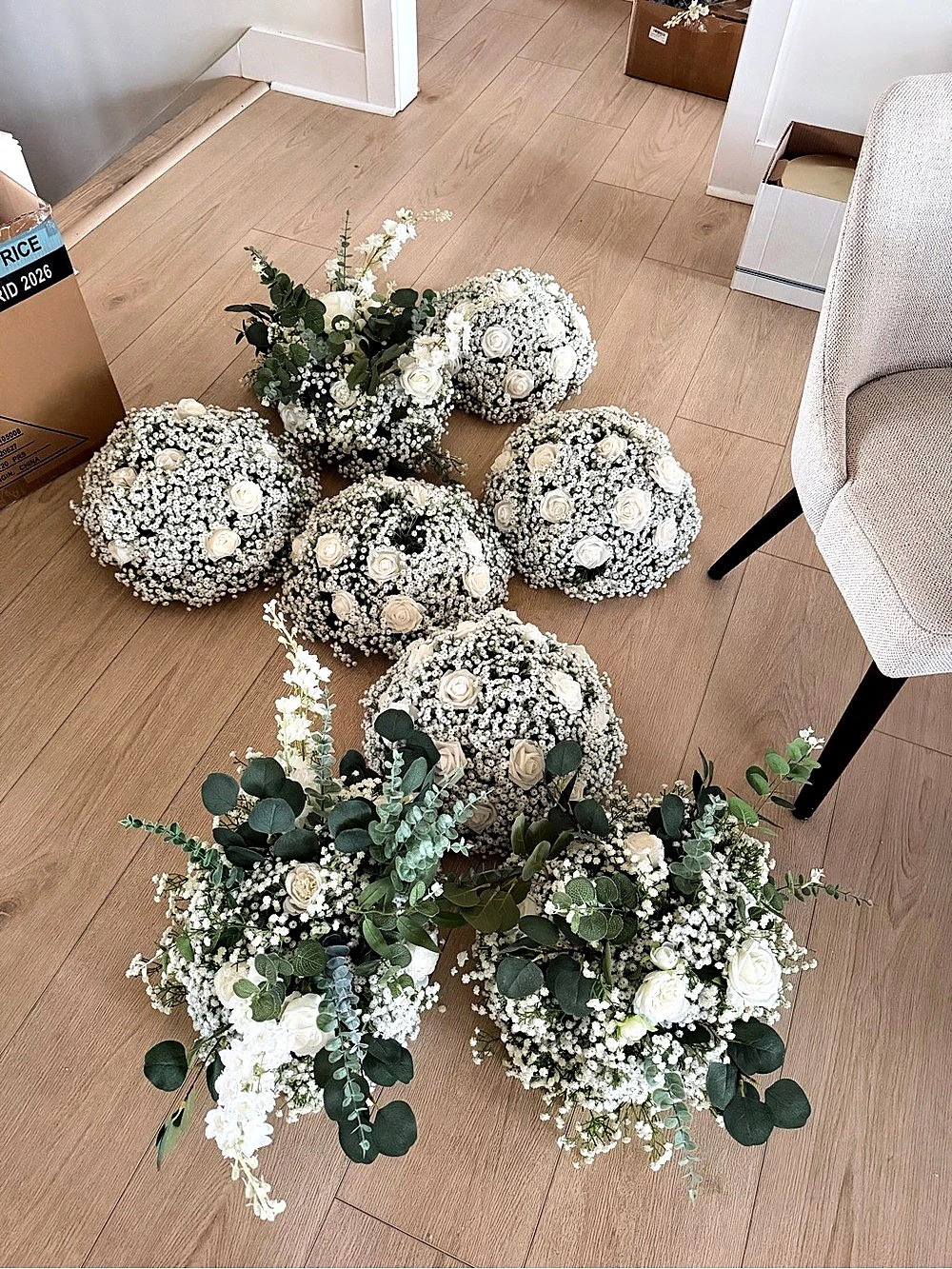 White & Green Faux Floral Wedding Arrangements